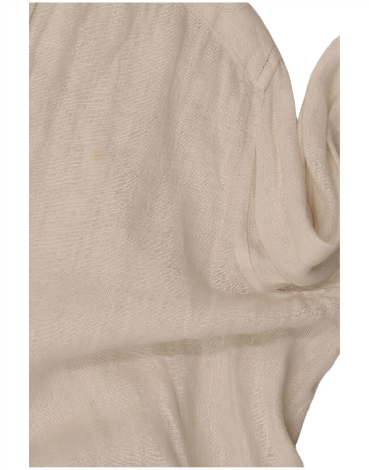 Camicia Zara da donna con maniche a 3/4, UK 14, lino bianco medio