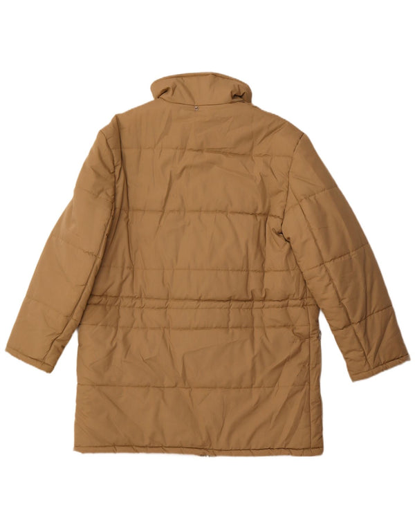 Cappotto imbottito da uomo vintage UK 36 piccolo poliestere beige