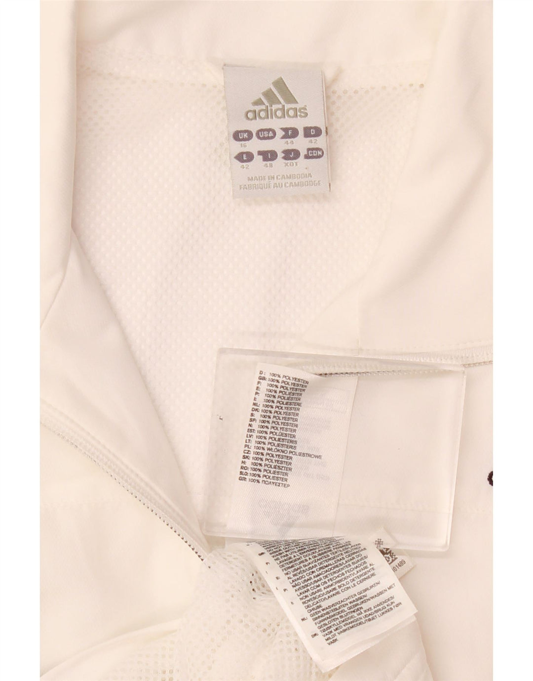 Giacca da tuta da donna Adidas Climalite UK 16 grande poliestere bianco