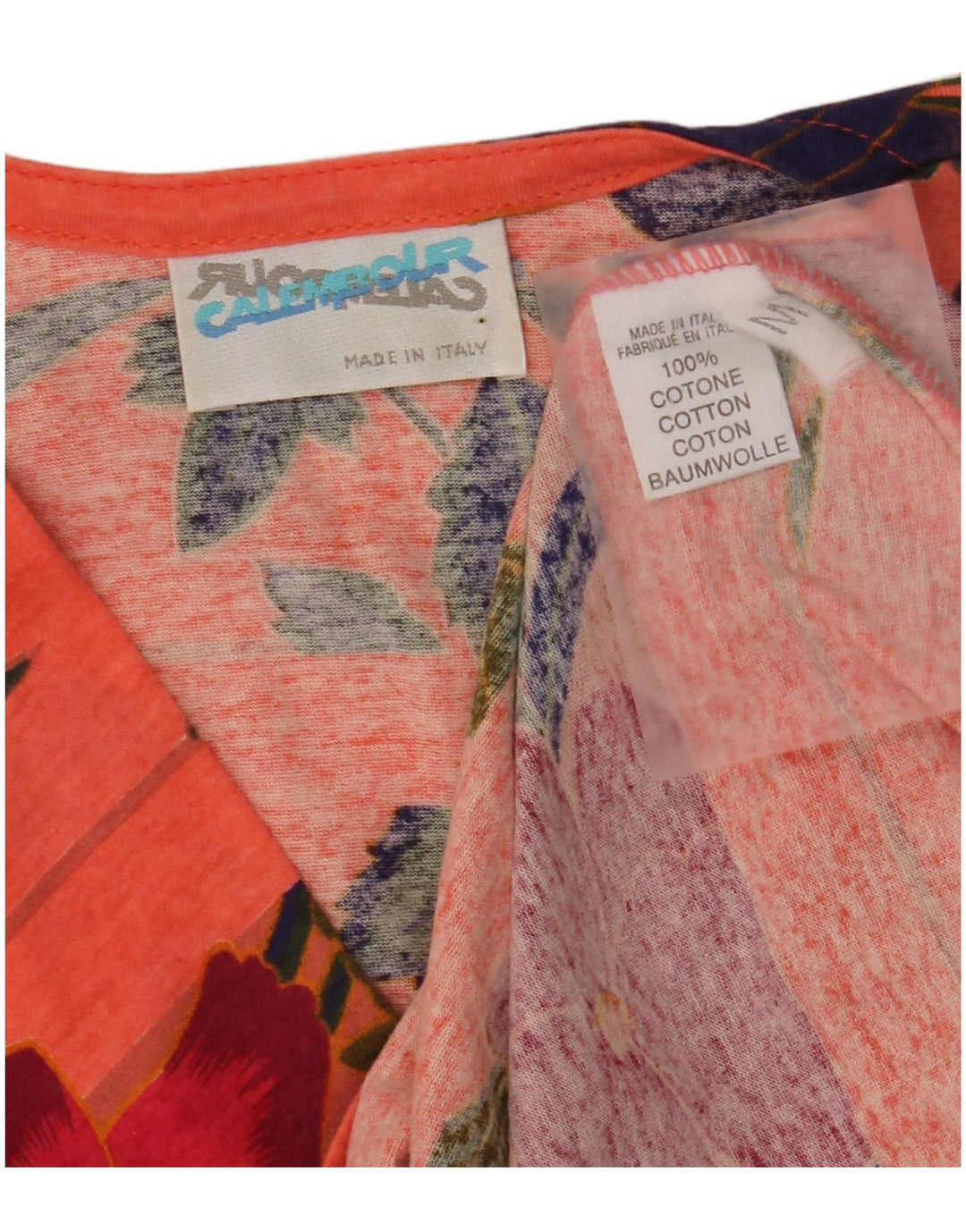 Camicetta da donna VINTAGE Top UK 14 Cotone floreale arancione medio