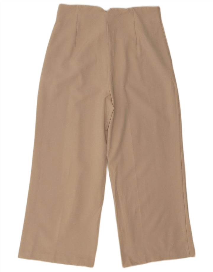 Pantaloni corti da donna Zara a gamba larga, grandi W32 L25 poliestere beige