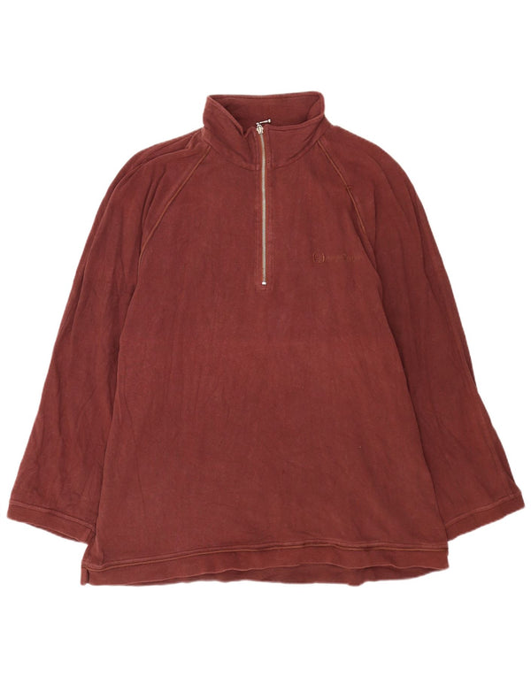 Sergio Tacchini Top da uomo con cerniera 1/4 manica lunga 2XL cotone bordeaux