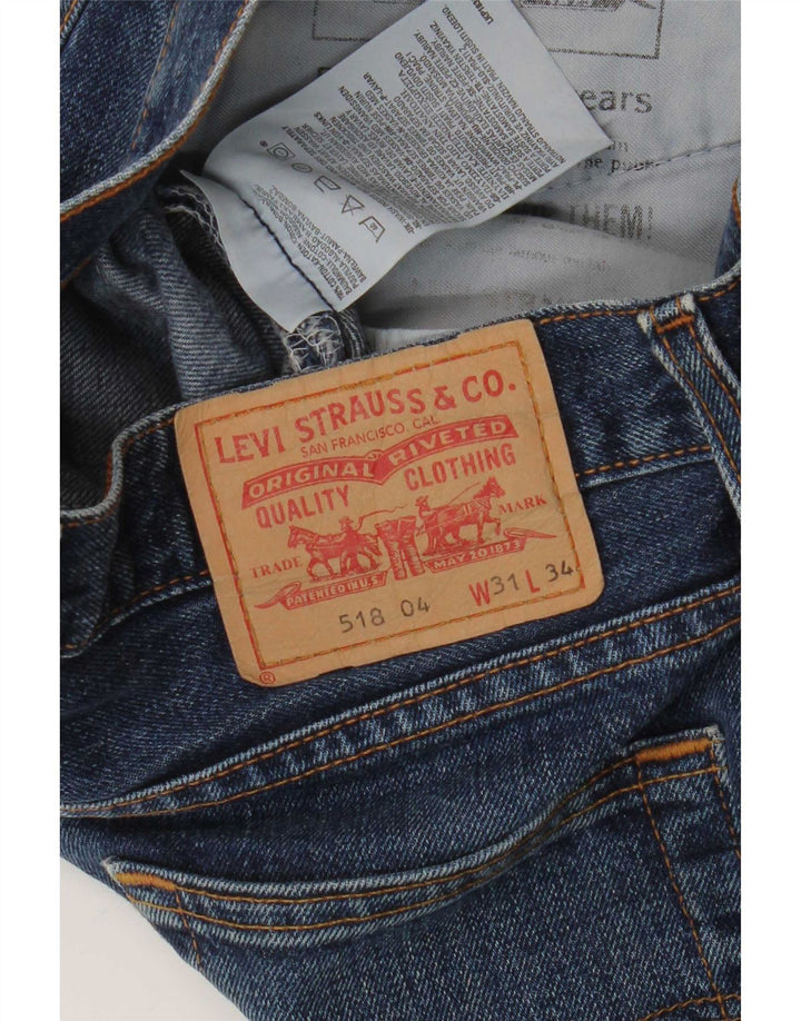 Levi's Uomo 518 Jeans Bootcut Distressed W31 L30 Cotone Blu