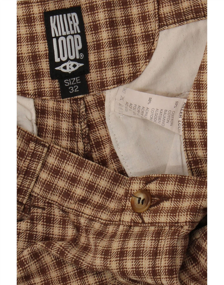 KILLER LOOP Pantaloni casual affusolati da uomo W32 L28 in cotone a quadri marroni