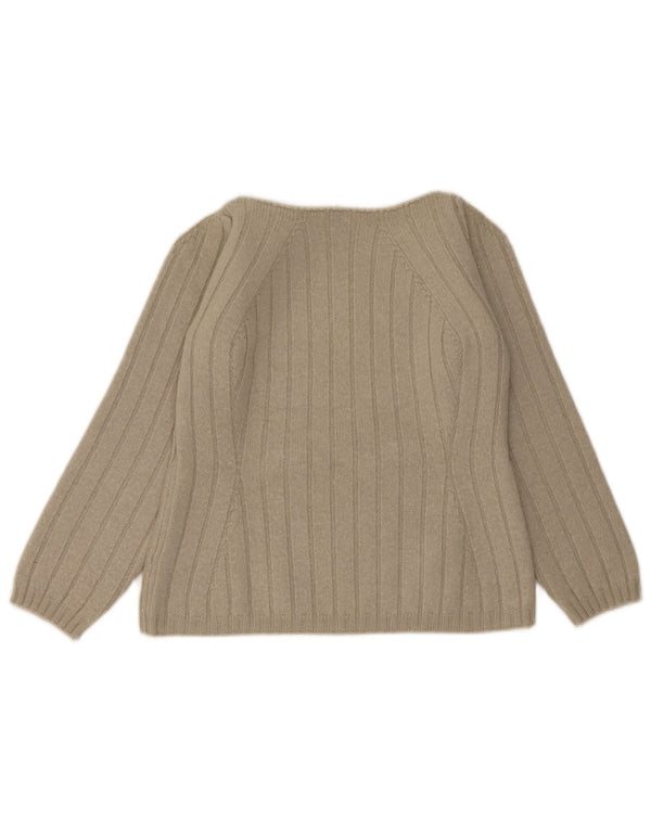 Maglione da donna con scollo a barca corto Benetton UK 10 piccolo in lana verde
