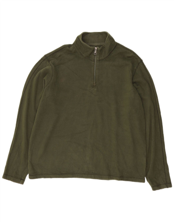 Felpa da uomo con collo con zip Eddie Bauer, maglione grande, cotone verde