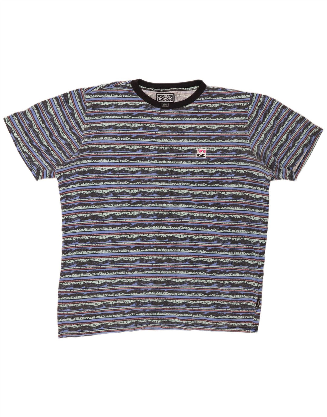 T-shirt grafica da uomo BILLABONG Top 2XL cotone a righe blu