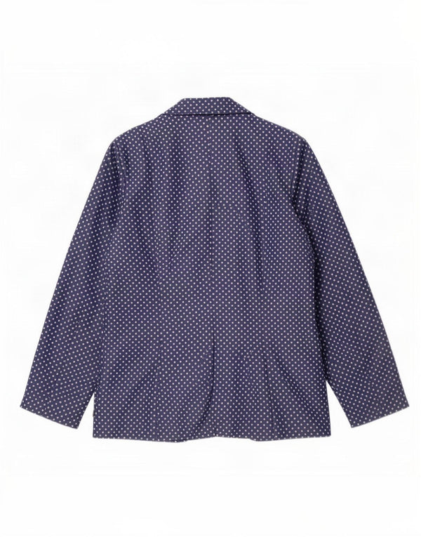 Vintage Womens 2 Button Blazer Jacket UK 10 Small Blue Polka Dot Retro