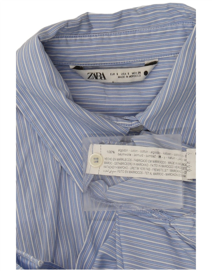 Camicia oversize da donna Zara UK 10 piccola in cotone gessato blu