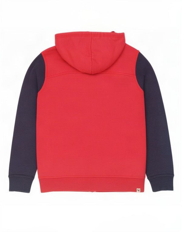 Felpa con cappuccio e zip grafica da donna Puma UK 12 Medium Red Colourblock