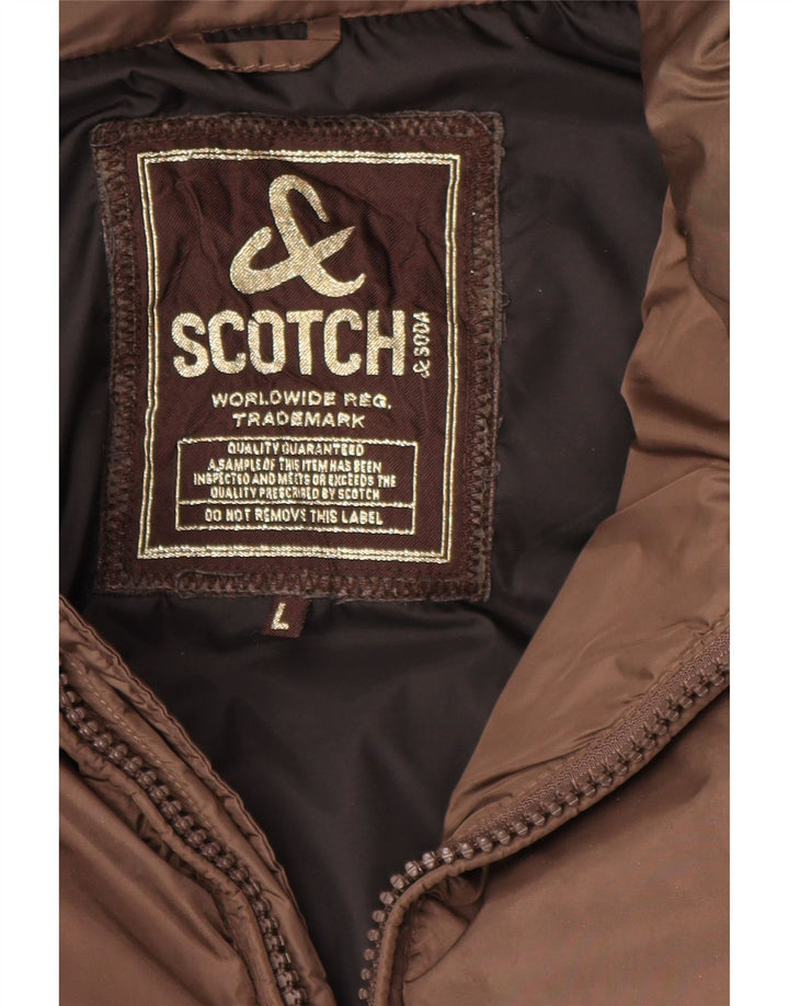 Giacca imbottita con cappuccio da uomo Scotch & Soda UK 40 Large Marrone Poliammide