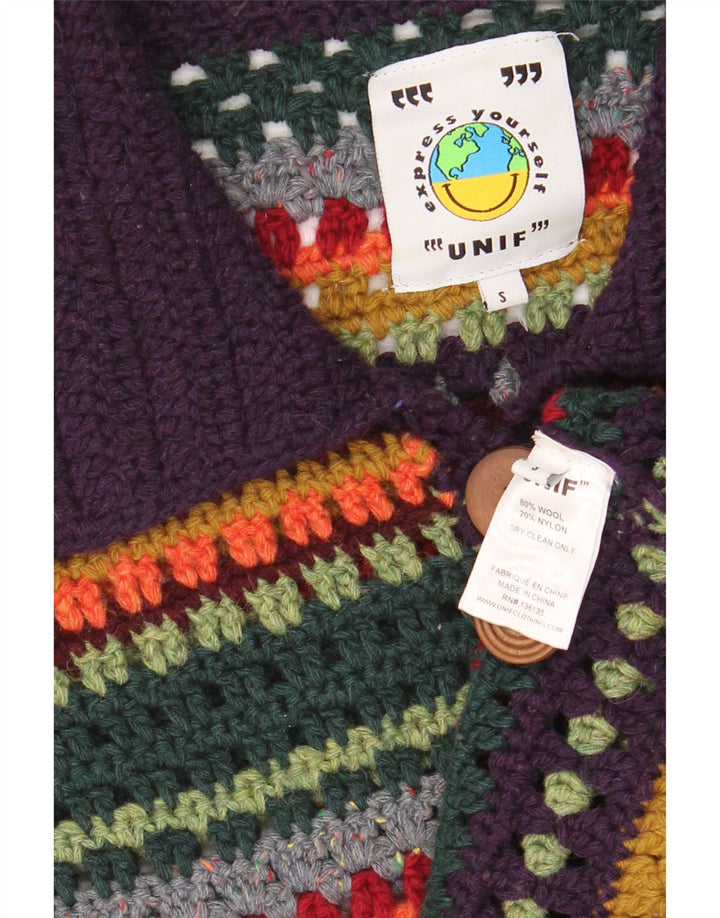 Maglione cardigan oversize da donna Unif UK 10 piccolo a righe multicolore