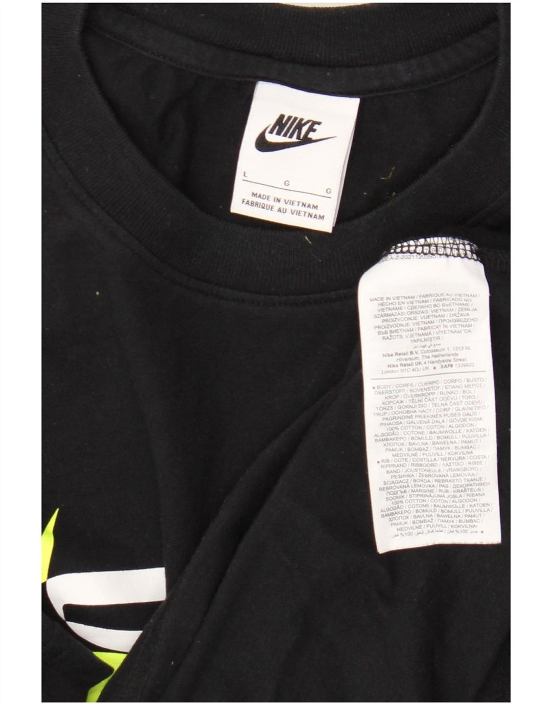 T-shirt grafica da uomo Nike Top grande in cotone nero