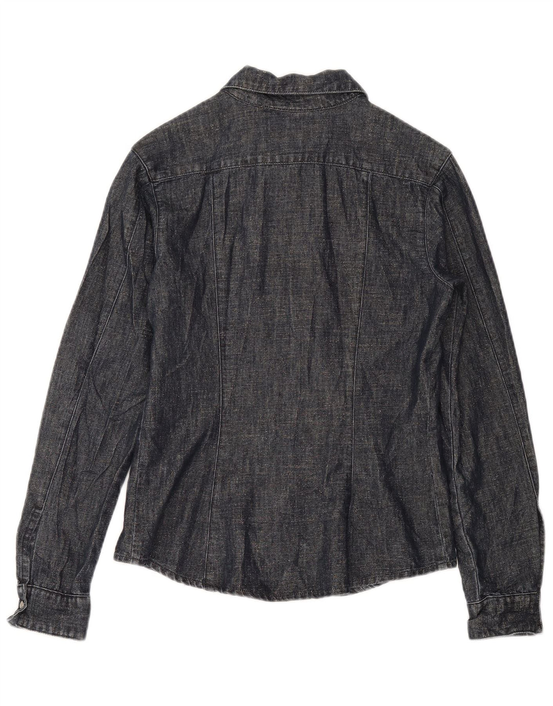 Camicia da donna vintage UK 12 blu navy medio