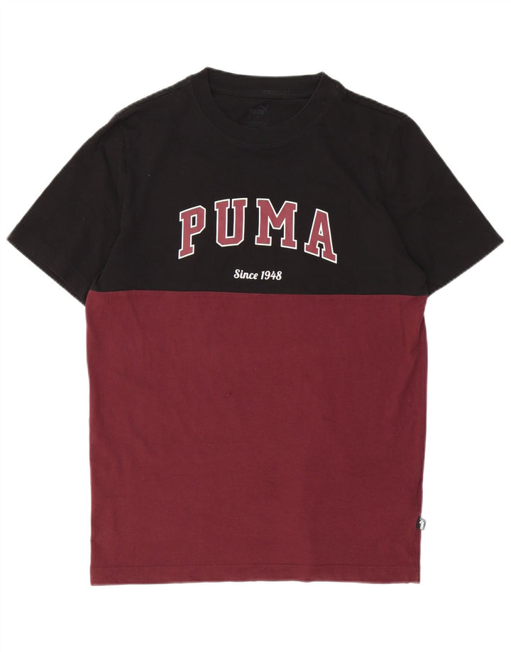 T-shirt grafica da uomo Puma Top Small in cotone color block marrone