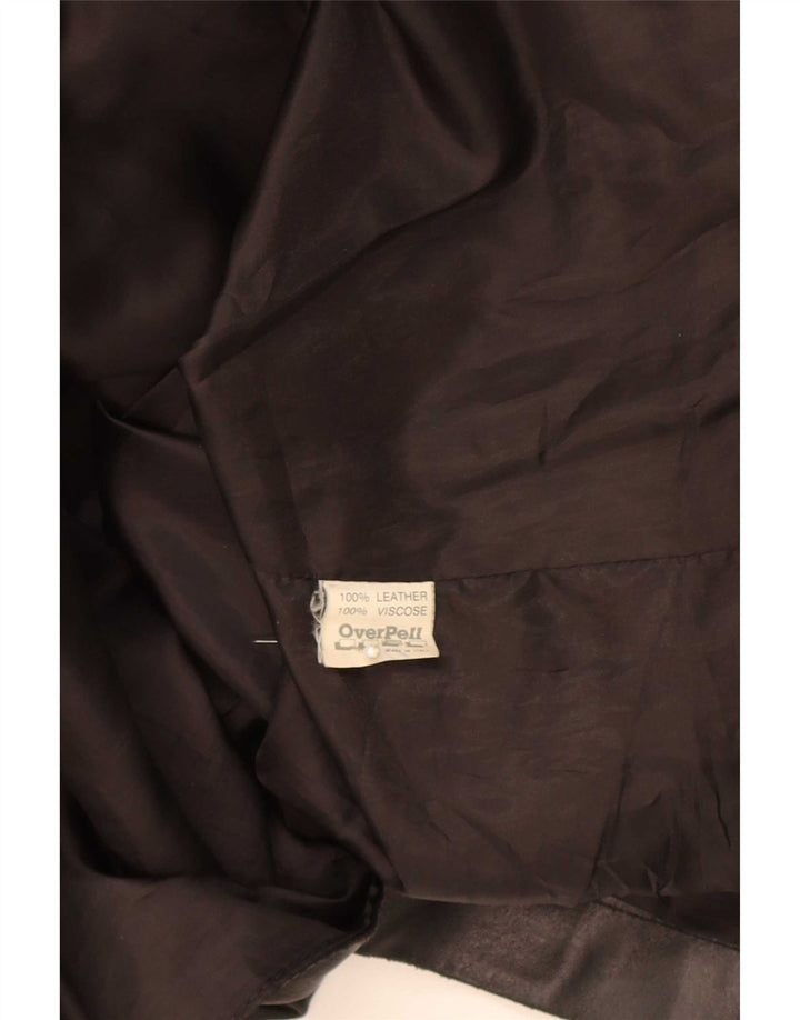 Giacca blazer in pelle vintage da uomo a 3 bottoni UK 38 media nera