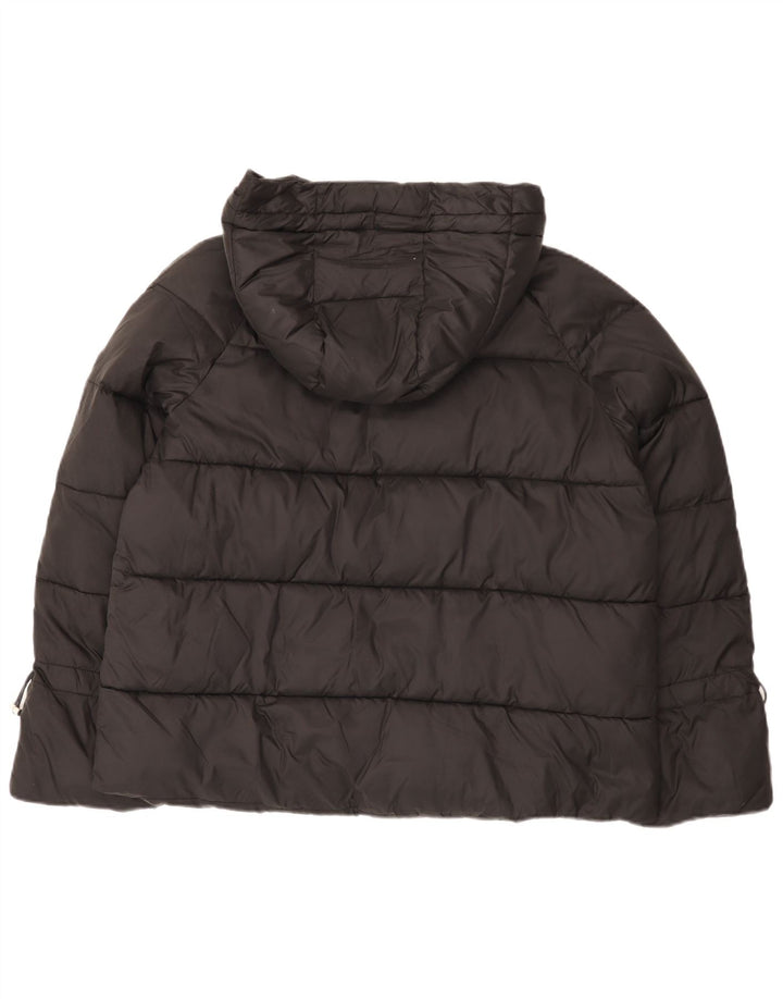 Giacca imbottita con cappuccio da donna Zara UK 16 grande nylon nero