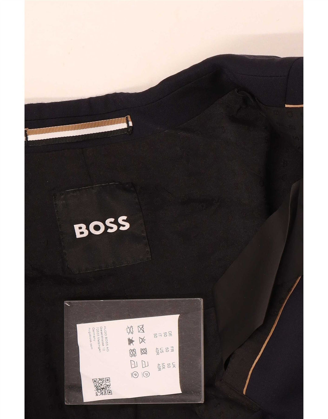Giacca blazer da uomo a 2 bottoni Hugo Boss EU 50 grande lana blu navy