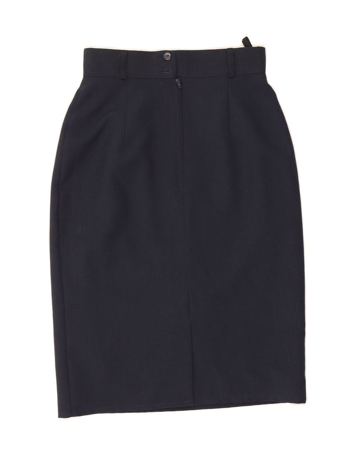 ST. BERNARD Womens Pencil Skirt UK 10 Small W22 Navy Blue Polyester Vintage St. Bernard and Second-Hand St. Bernard from Messina Hembry 