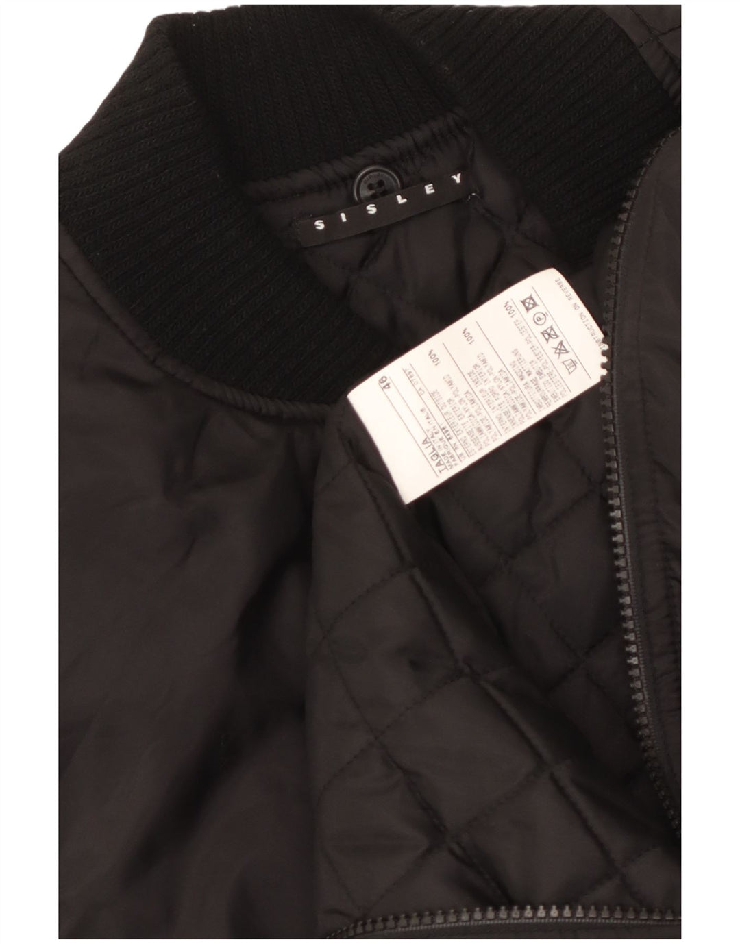 Gilet Imbottito Uomo Sisley IT 46 Small Nero Poliammide