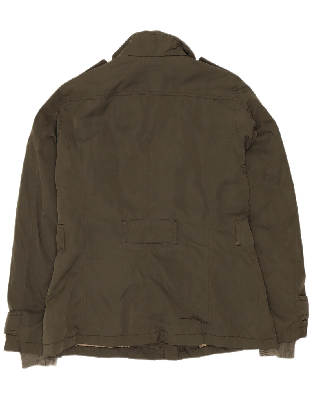 MASSIMO DUTTI Giacca militare da donna UK 14 Poliestere kaki medio
