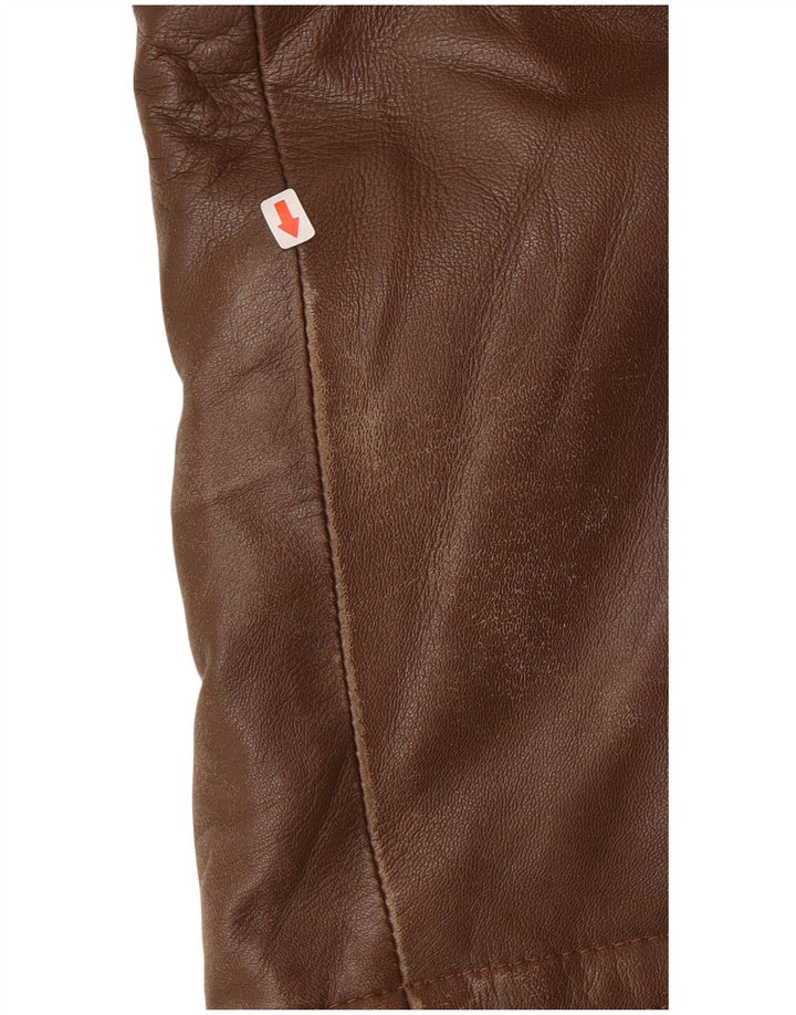 Cappotto in pelle vintage da donna IT 46 grande in pelle marrone