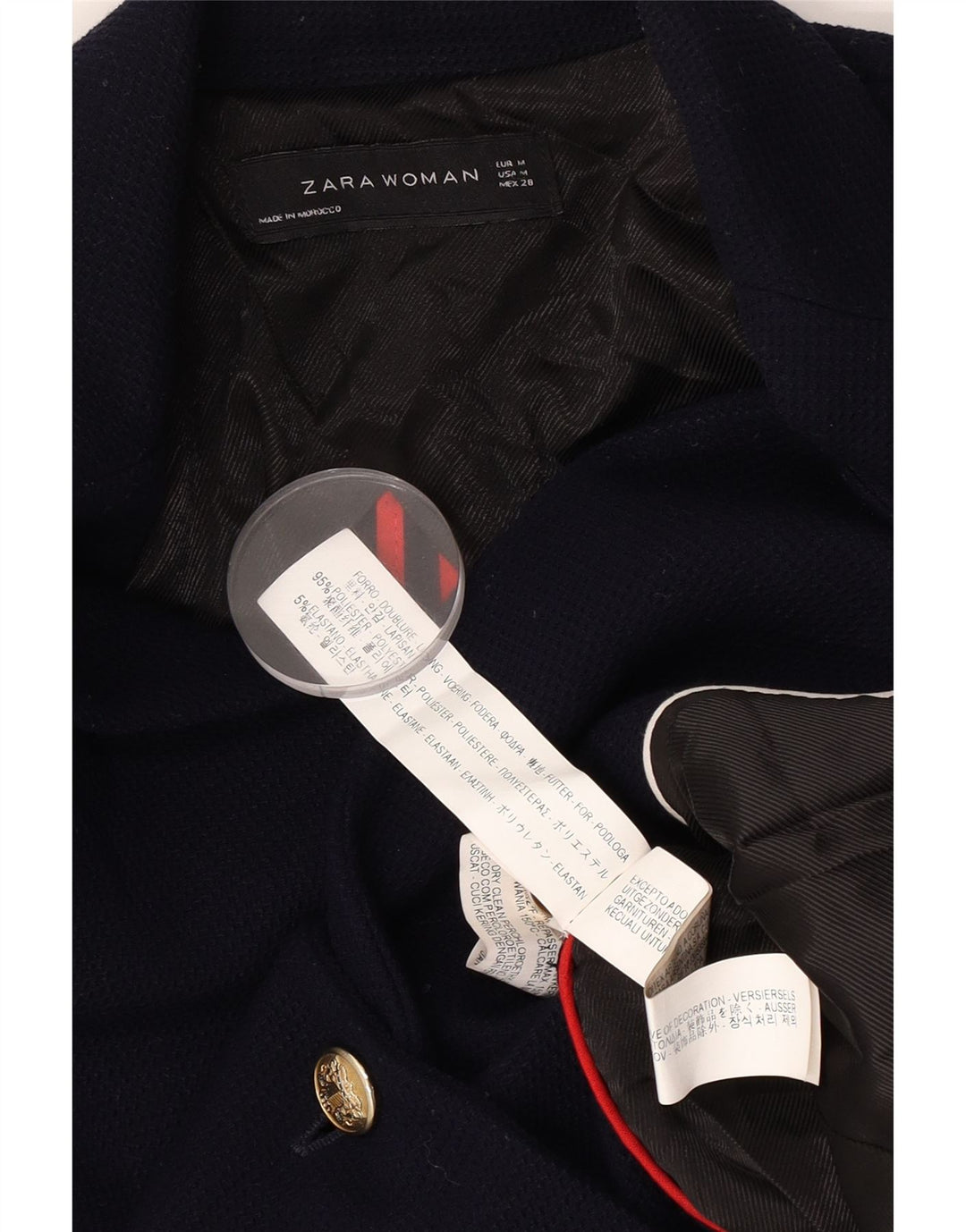 Giacca blazer da donna a 1 bottone Zara UK 12 poliestere blu navy medio