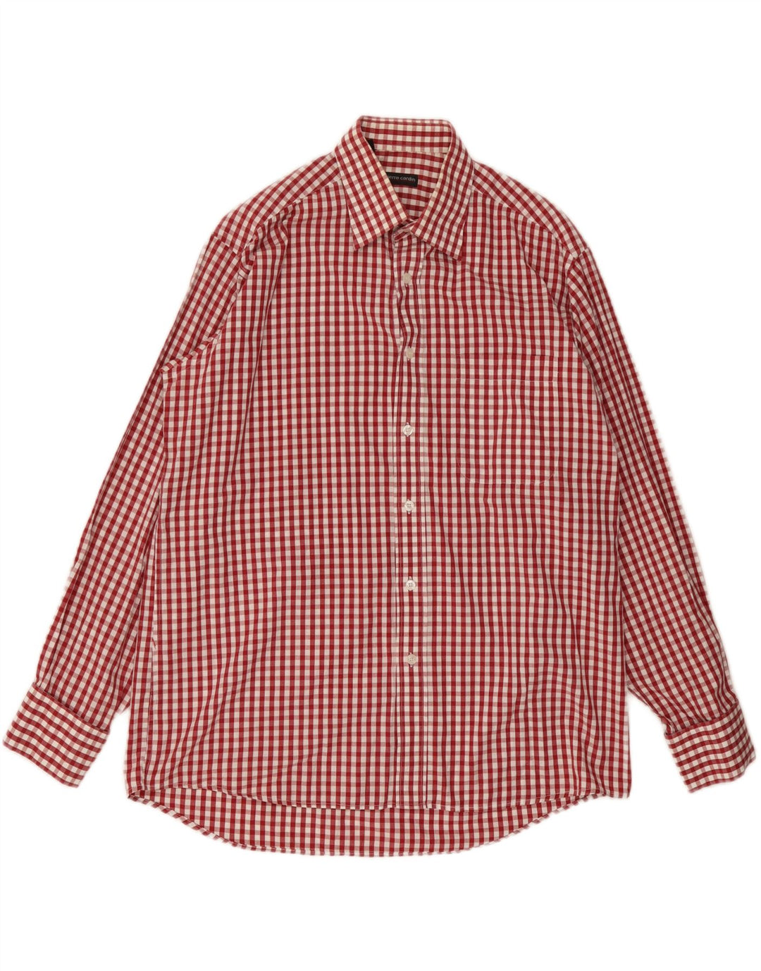 Camicia da uomo Pierre Cardin taglia 41 16 grande cotone a quadretti rossi