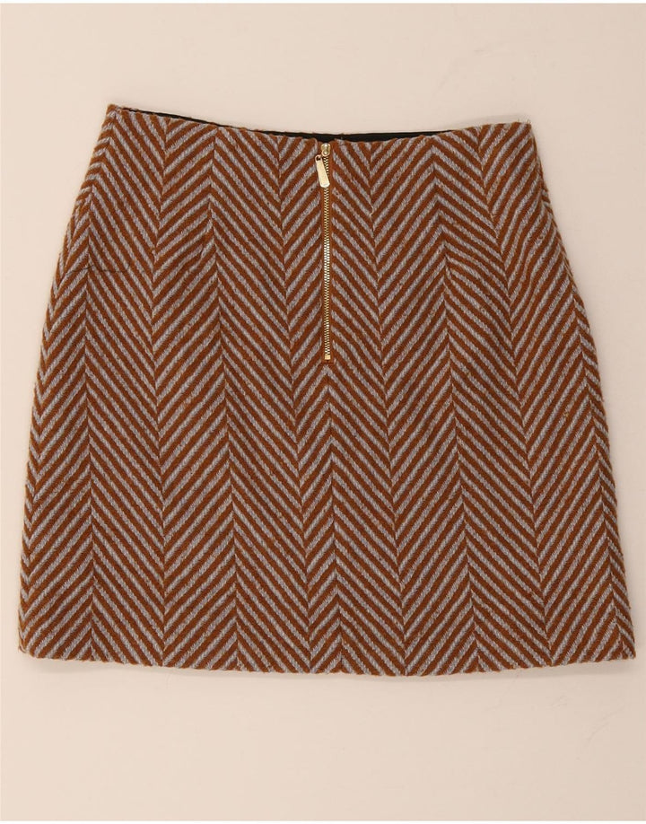 Minigonna da donna Marks & Spencer UK 10 piccola W30 marrone a spina di pesce
