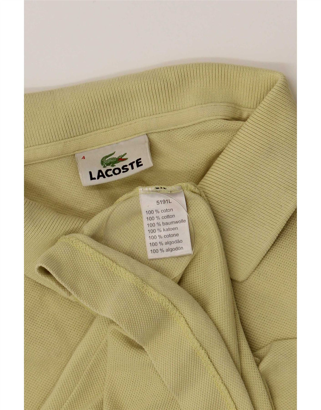 Polo Lacoste da uomo vestibilità regolare taglia 4 cotone giallo medio