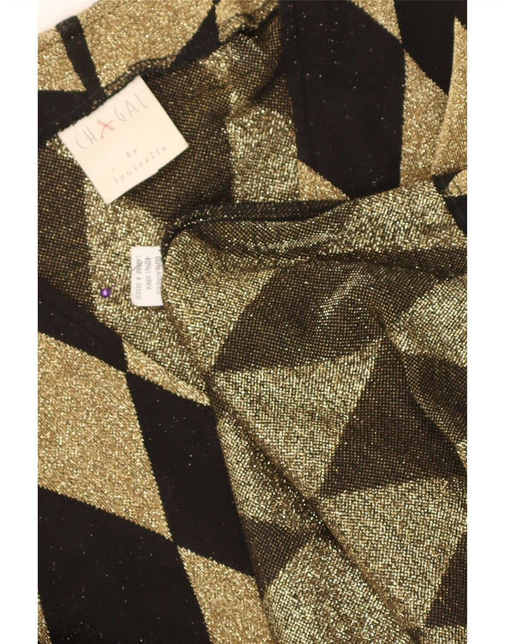 Maglione cardigan oversize da donna vintage UK 16 grande nero a rombi/diamante