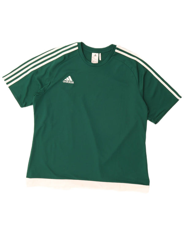 Adidas Uomo Climalite T-shirt Top XL Verde Colourblock Poliestere