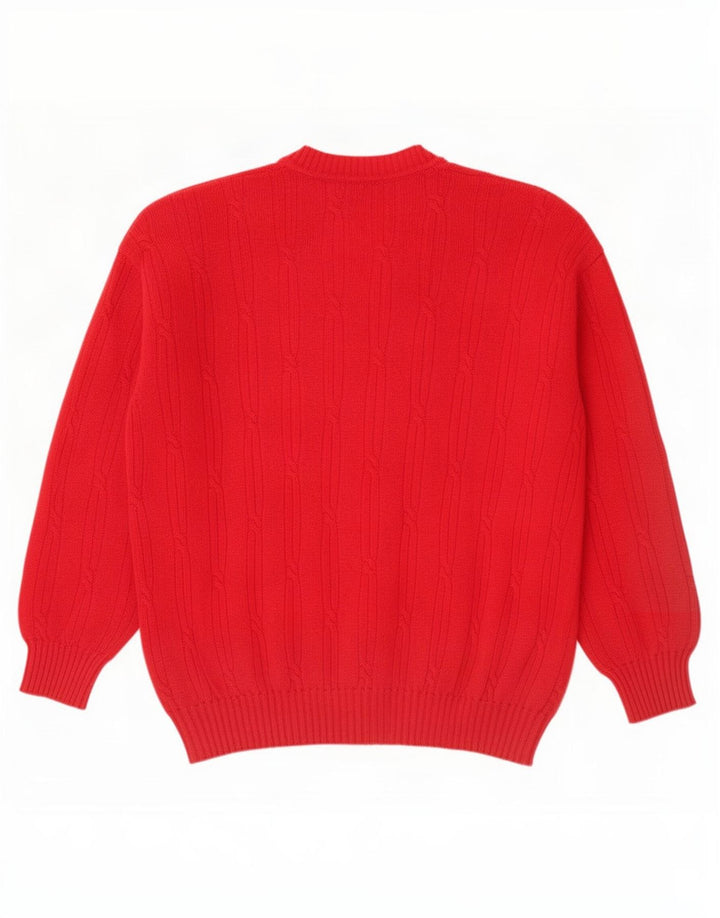 Maglione da uomo con scollo a V Benetton grande lana d'agnello rossa