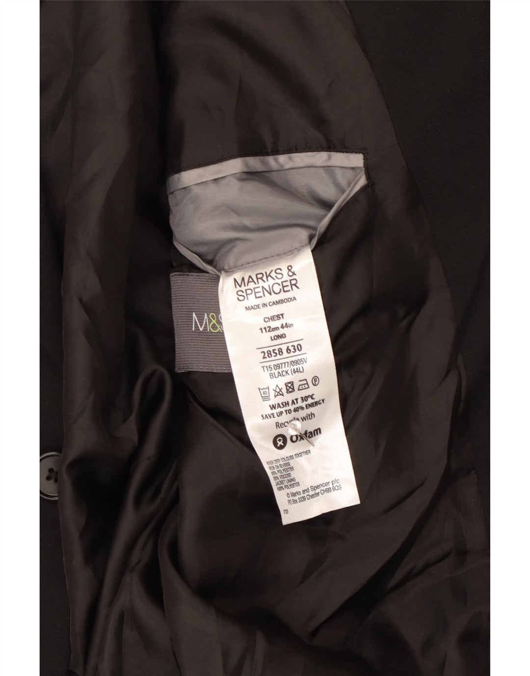 Giacca blazer a 2 bottoni Marks & Spencer da uomo UK 44 XL poliestere nero