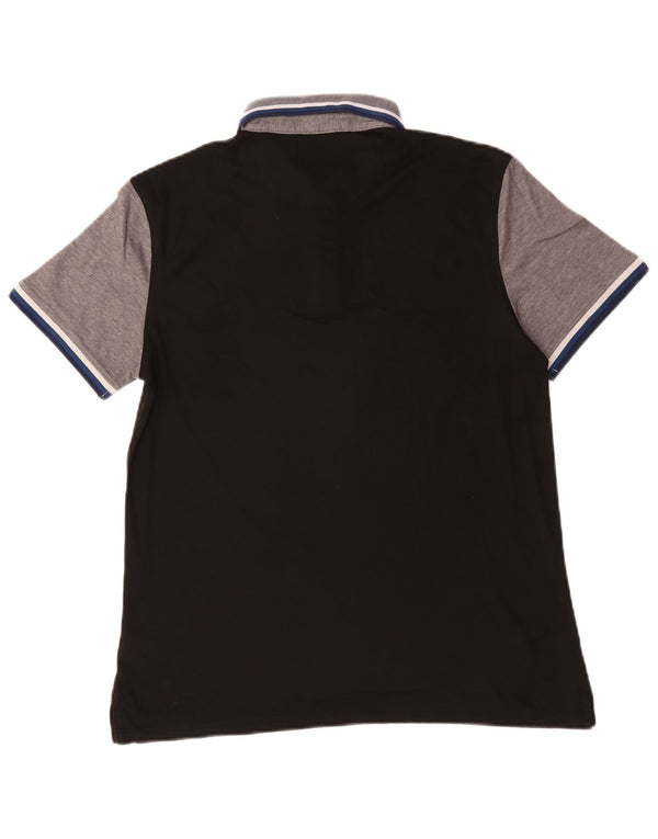 Polo da uomo slim fit Calvin Klein in cotone color block medio nero
