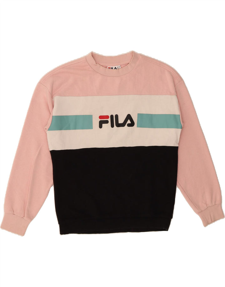 FILA Womens Oversized Sweatshirt Jumper UK 10 Small Multicoloured Vintage Fila and Second-Hand Fila from Messina Hembry 