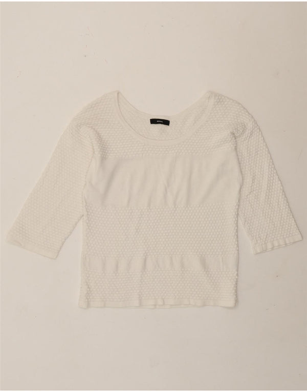 Top da donna Diesel manica 3/4 UK 12 medio bianco