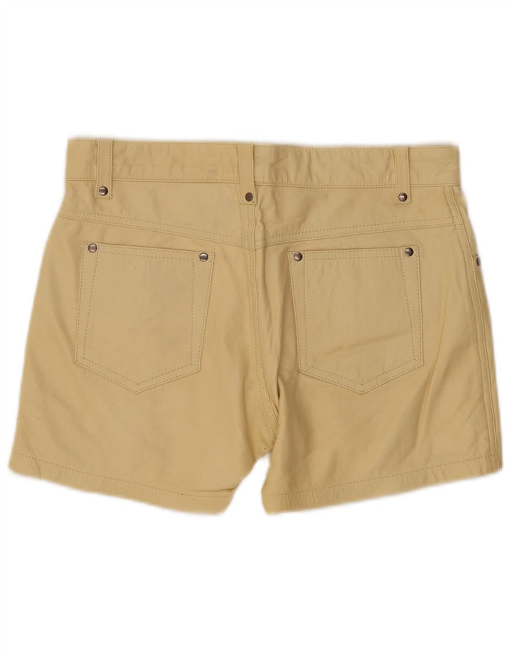 Pantaloncini casual in pelle vintage da donna W33 grandi in pelle gialla