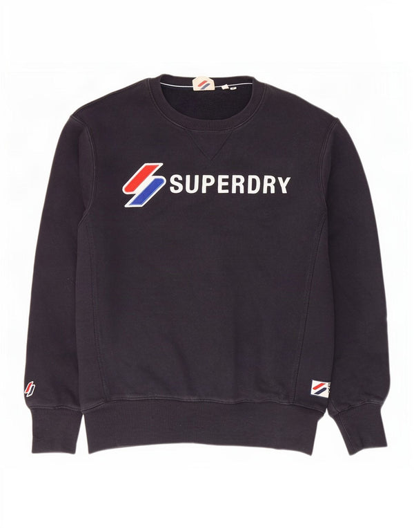 Felpa grafica da uomo Superdry Maglione medio in cotone blu navy