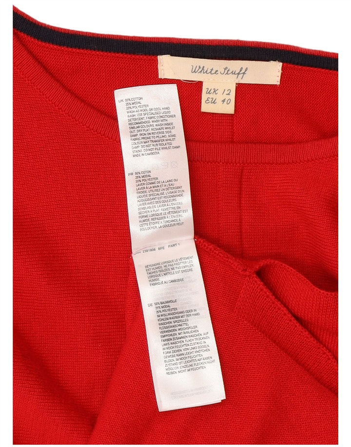 Maglione maglione con scollo a barca da donna White Stuff UK 12 Cotone rosso medio