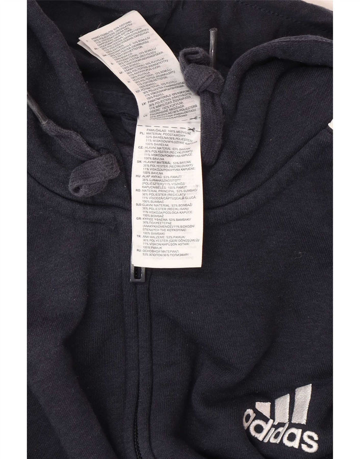 Maglione con cappuccio e zip da uomo Adidas in cotone blu navy medio