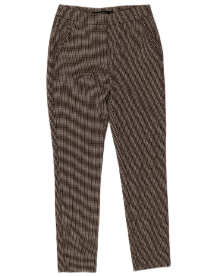 Pantaloni da abito slim da donna Zara XS W24 L26 Poliestere pied de poule grigio