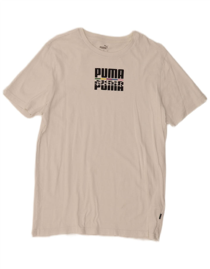 T-shirt grafica da uomo PUMA Top Small in cotone bianco