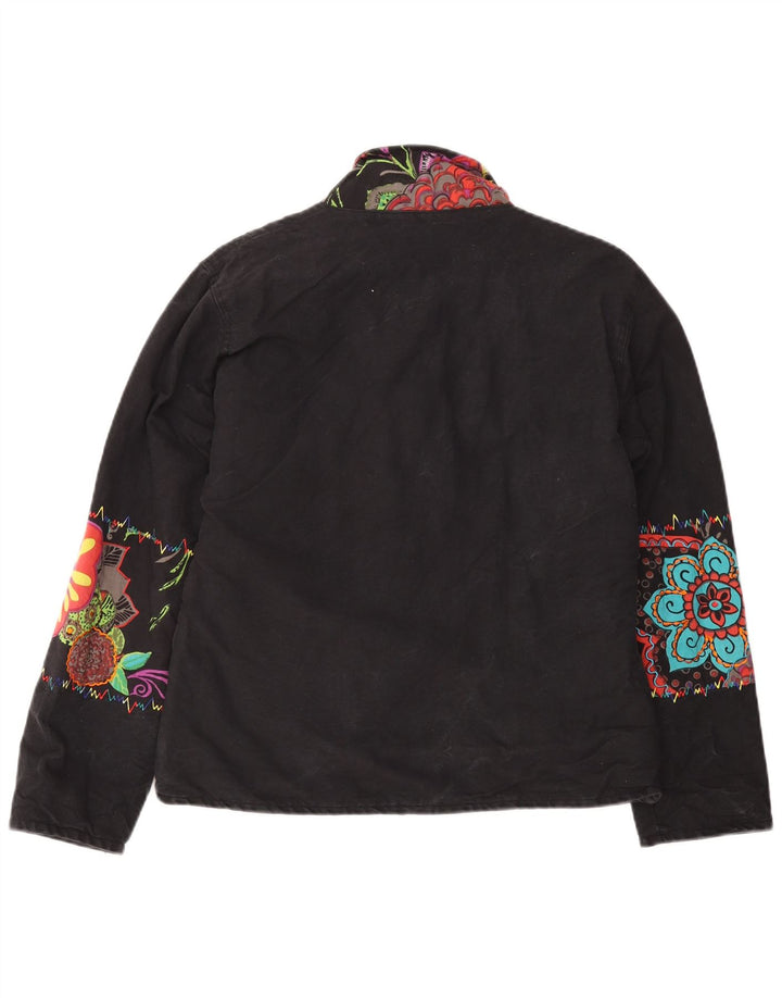 Giacca a vento da donna VINTAGE UK 14 Medium Black Floral