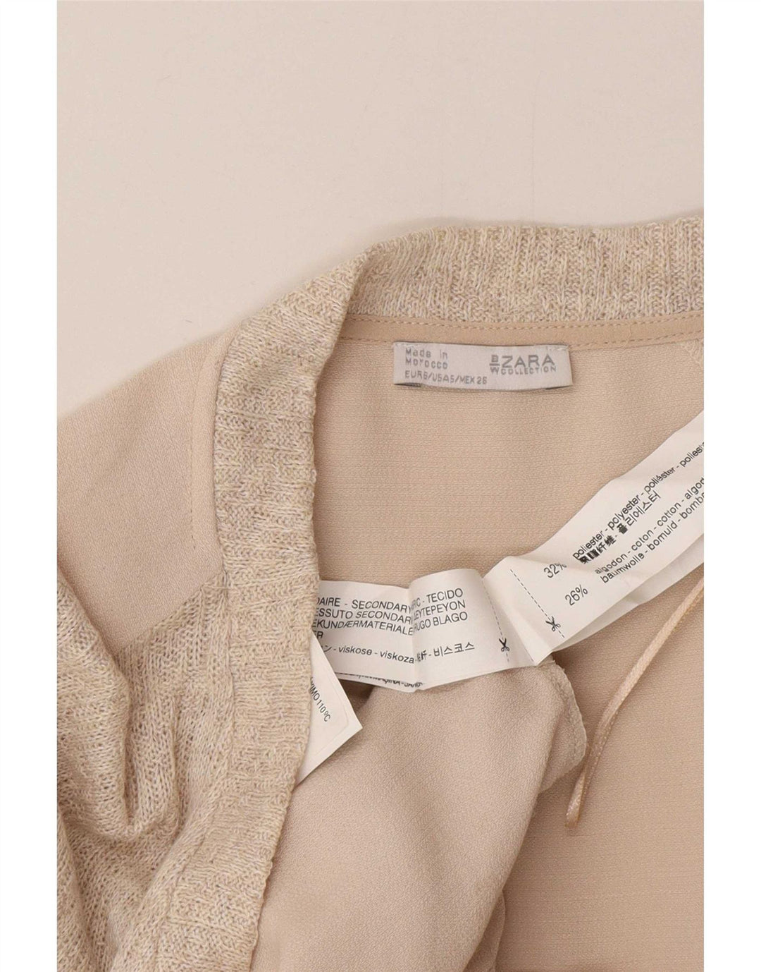 Top tunica oversize da donna Zara UK 10 piccolo poliestere beige
