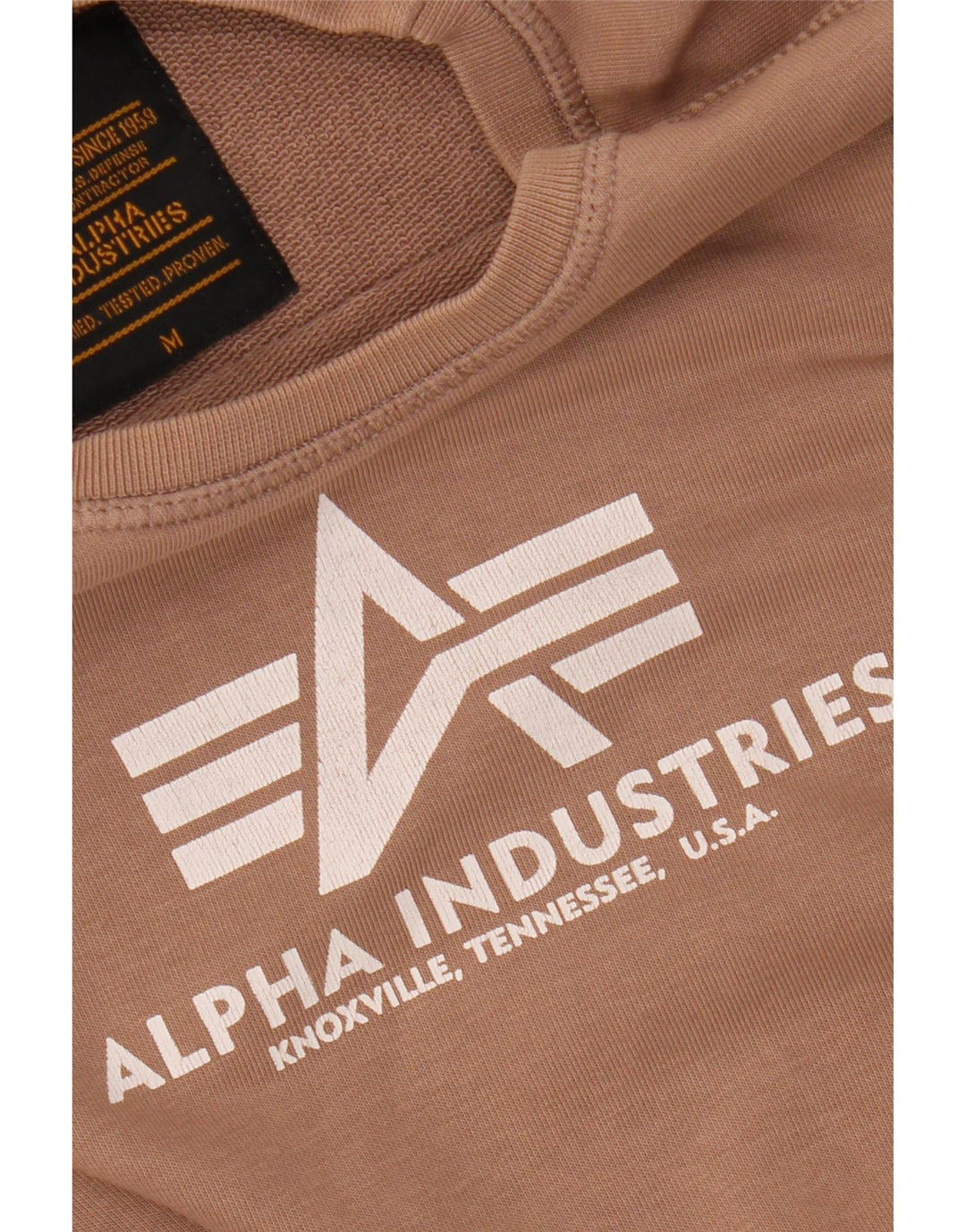 ALPHA INDUSTRIES Felpa con grafica da donna Maglione UK 14 Marrone medio