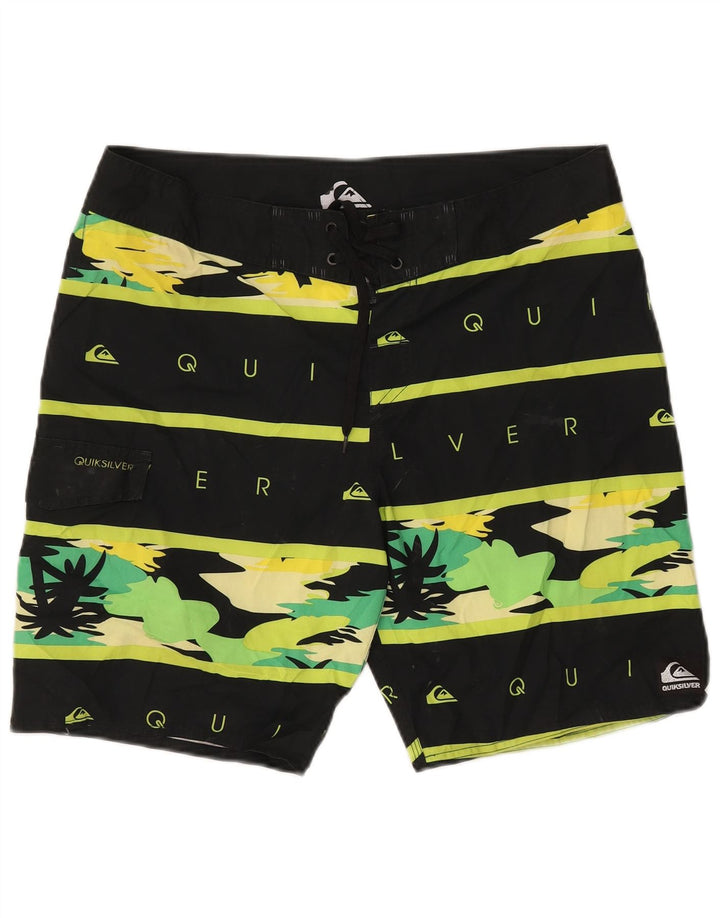 Pantaloncini da bagno grafici da uomo Quiksilver grandi in poliestere a righe nere