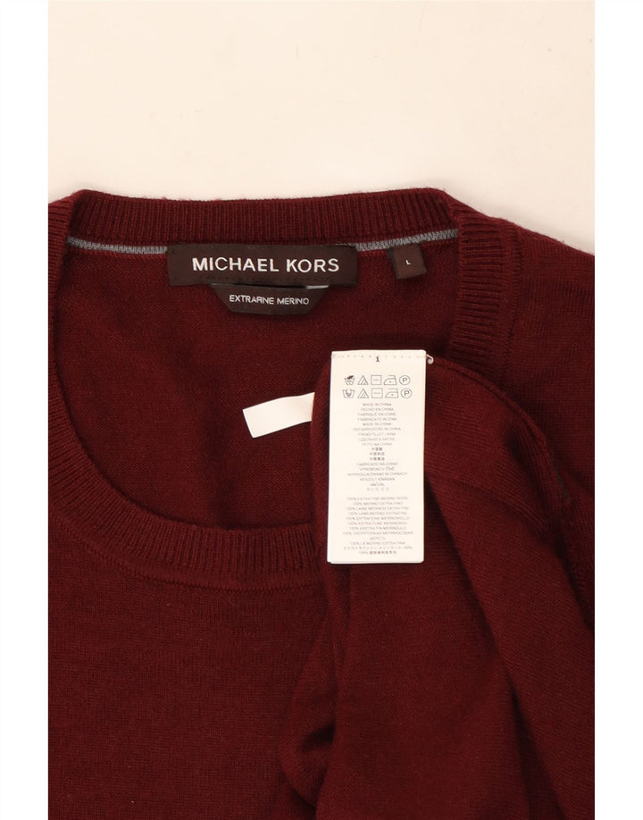 MICHAEL KORS Maglione da uomo girocollo grande lana bordeaux