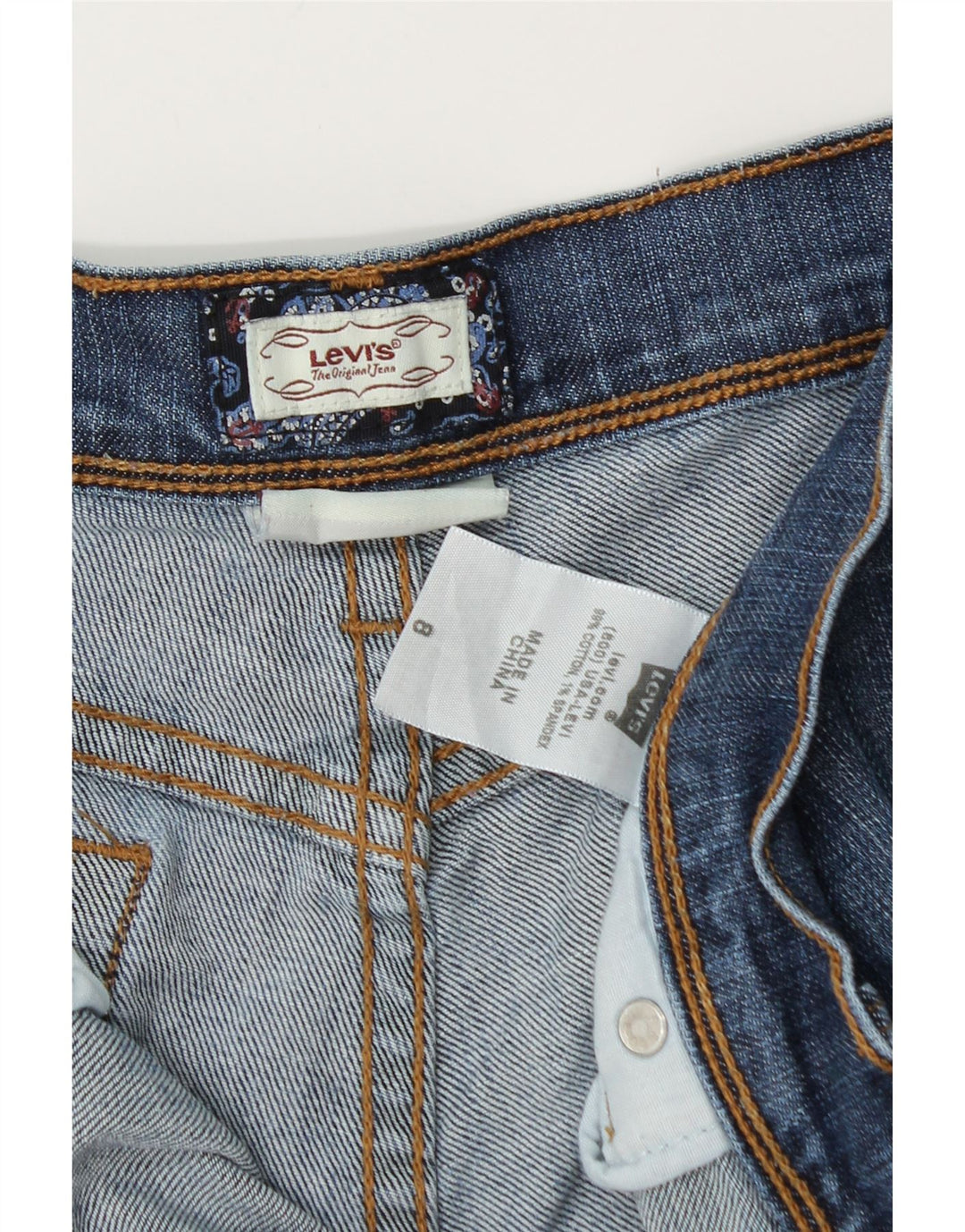 LEVI'S Bermuda da donna in denim invecchiato Pantaloncini US 8 medi W28 cotone blu
