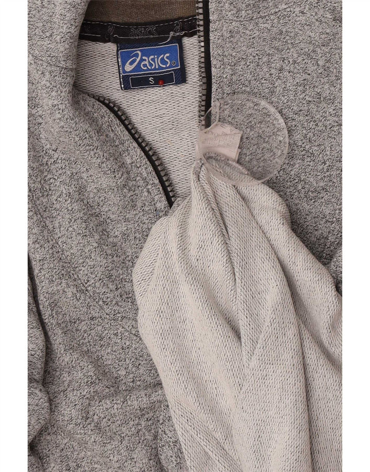 Felpa Asics da uomo con collo con zip grafica, maglione piccolo, cotone chiazzato grigio